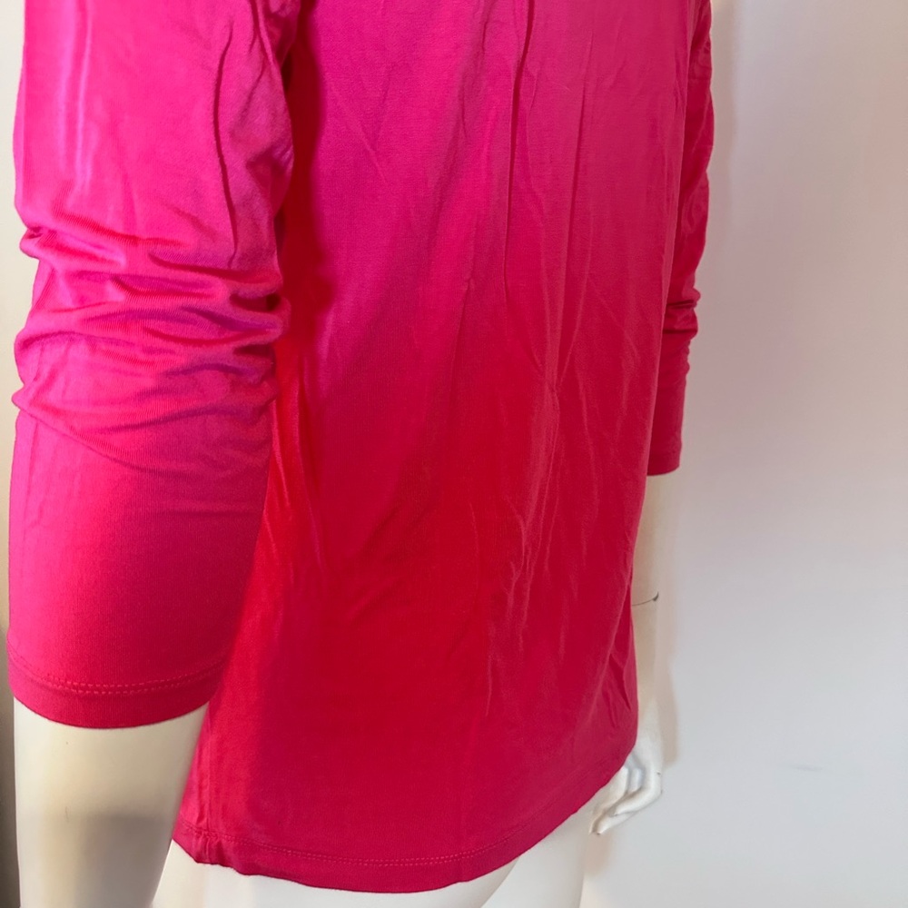 Ruby Ribbon Red/Pink Ruched Square-Neck 3/4 Sleeve Top Size L - Picture 11 of 16